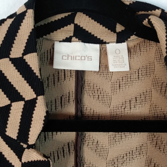 Chico's Black & Tan Herringbone Pattern Open Cardi - Picture 6 of 8